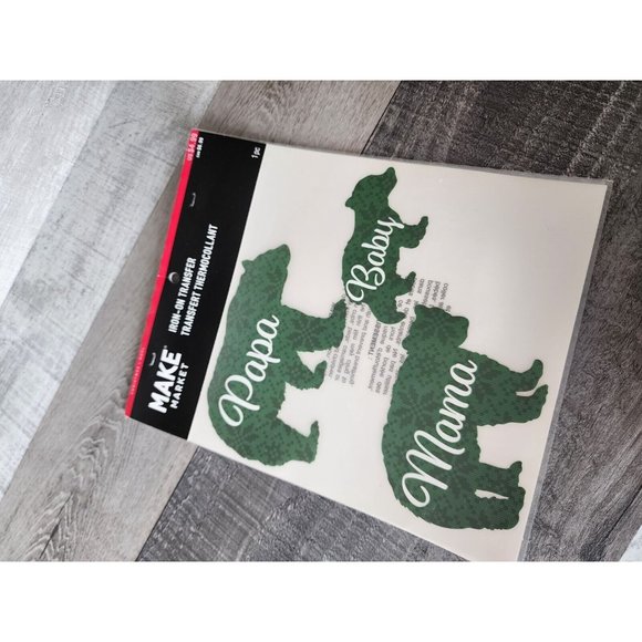 Christmas Iron-on Transfers - Mama Papa and Baby Bear - Green Plaid - DIY Crafts - Picture 5 of 5